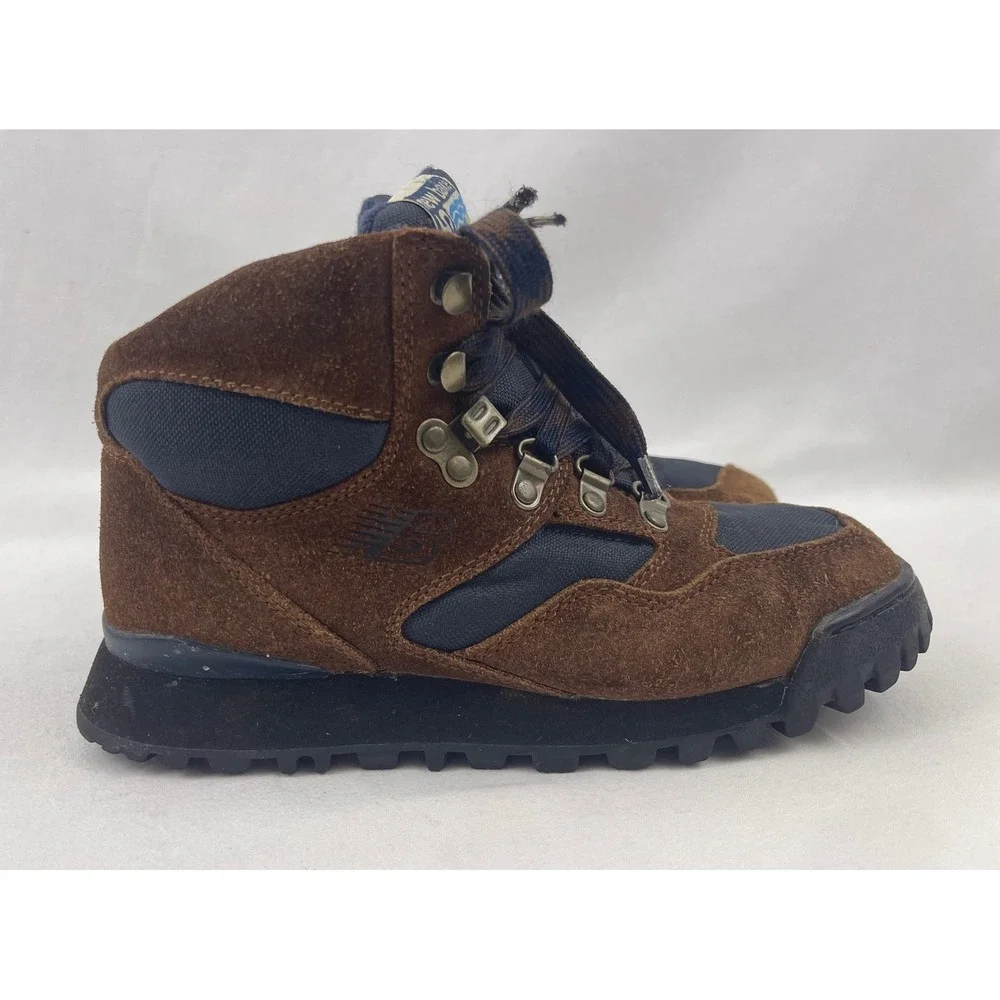 New Balance Rainier H415 Mens Brown Suede Navy Nylon Hiking Boots Lug‎ Sole 7 D